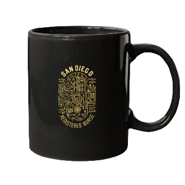 Discover San Diego Registered Nurse Graphic Design Mugs