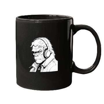 Discover Gorilla wearing a headphones Mugs