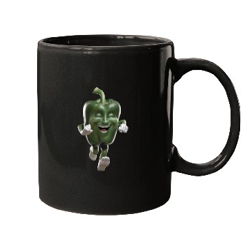 Discover Green Bell Pepper Running Realistic Mugs