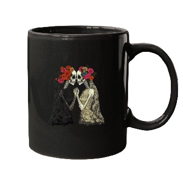 Discover Lesbian Couple Skeletons Kissing LGBTQ Pride Mugs