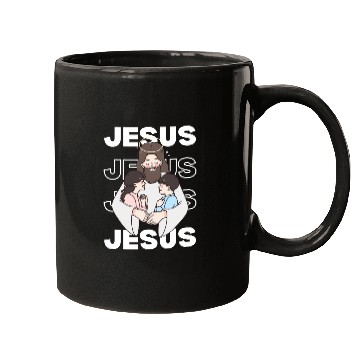 Discover Jesus Embracing Kids Minimalist Style Typography Mugs