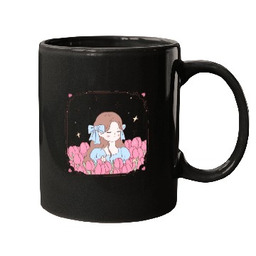 Discover girl and tulips Mugs