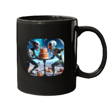 Discover Alien cake fight Mugs