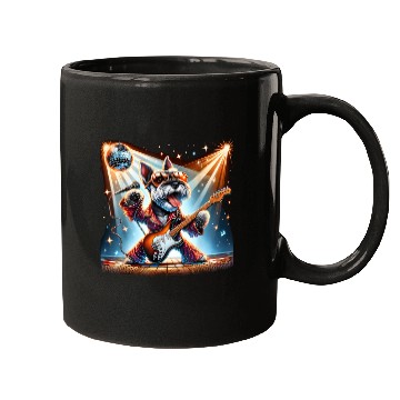 Discover Disco Guitar Schnauzer dog Mugs
