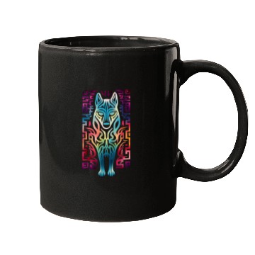 Discover Wolf Colorful Animal Artwork Mugs