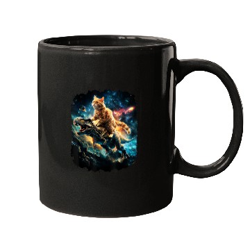 Discover Cat Riding Dinosaur Rex Mugs