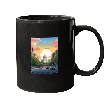 Discover Sunset in US Capitol Washington DC Mugs