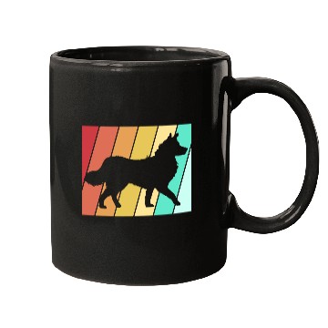 Discover Retro 80s Border Collie Dog Silhouette Mugs