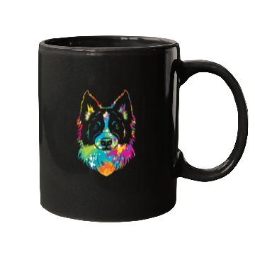 Discover Pop Art Style Dog Face Puppy Border Collie Mugs