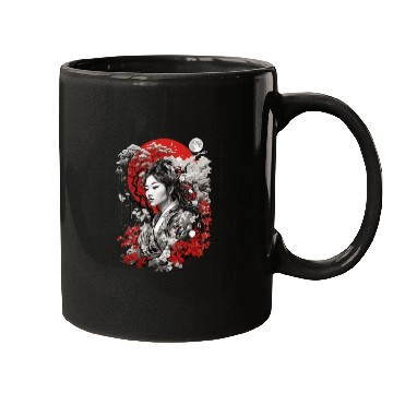 Discover Red White Black Asian Design Mugs