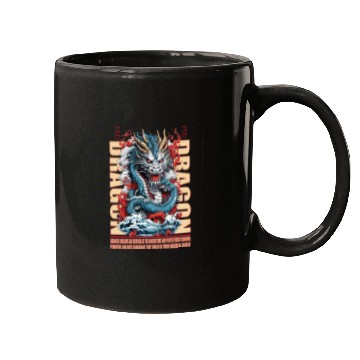 Discover Japanese dragon on waves Mugs