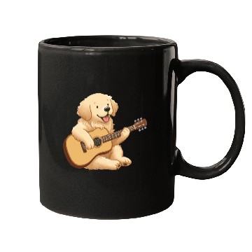 Discover Golden Retriever playing guitar Mugs