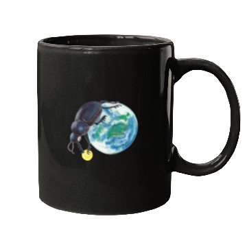 Discover Sacred Scarab Beetle Rolling Earth And Moon Mugs