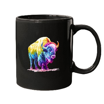 Discover Vibrant Rainbow Buffalo Artwork Mugs