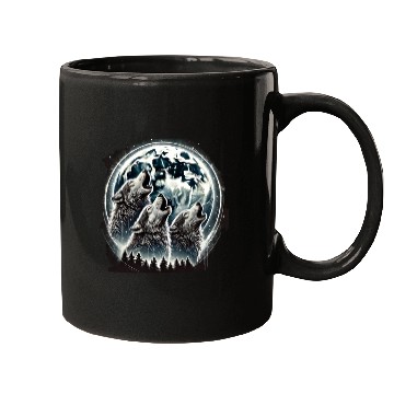 Discover Wolfs Moon Nature Cute forest graphic Mugs