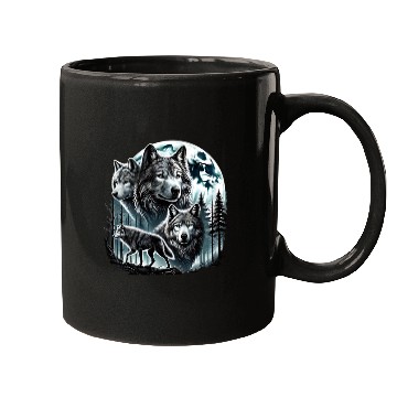 Discover Vintage Wolf 90s Wolf Lovers Retro Moon Mugs