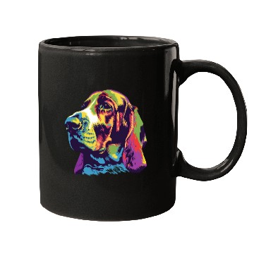 Discover Colorful Basset Hound Portrait Art Mugs