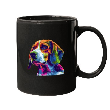 Discover Colorful Beagle Dog Portrait Art Mugs