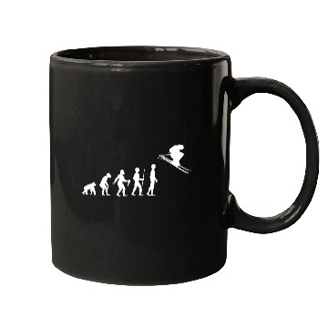 Discover FUNNY HUMAN EVOLUTION TO SKIER Mugs
