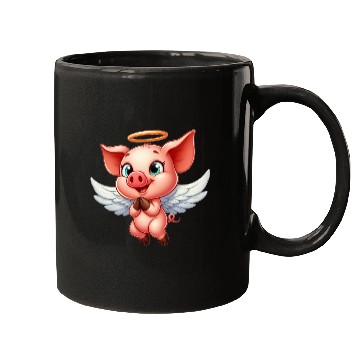 Discover Pig angel with wings and halo on the farm Mugs