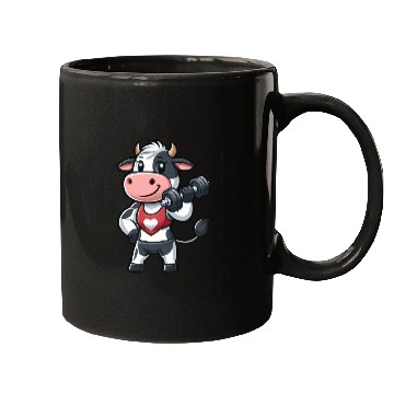 Discover Cow fitness workout gym training bodybuilder Mugs