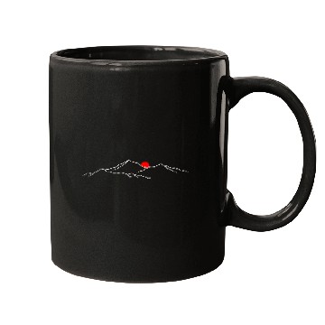 Discover Mountain sketch red sun Mugs