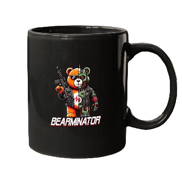 Discover Bearminator Funny Cyborg Teddy Bear Design Mugs