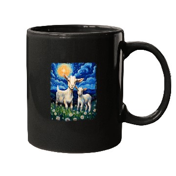 Discover Goats Farm Animals Farmer Starry Night Painting Mugs