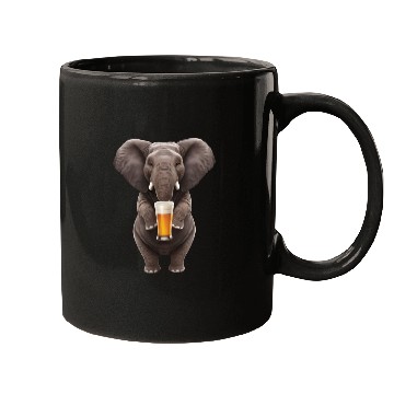 Discover Elephant Drinking Beer Realistic Mugs
