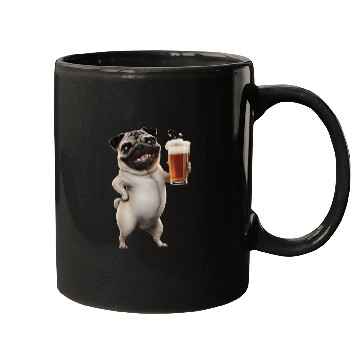 Discover Pug Drinking Beer Realistic Mugs