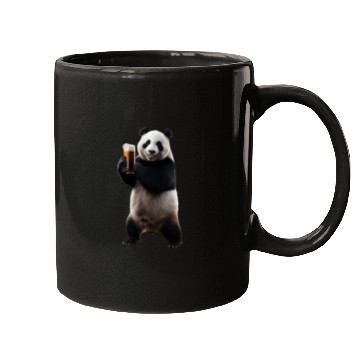 Discover Panda Drinking Beer Realistic Mugs
