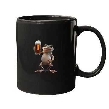 Discover Frog Drinking Beer Realistic Mugs