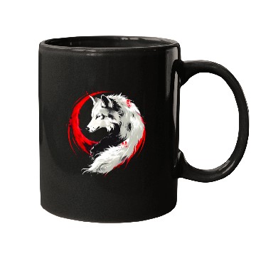 Discover Lunar Red White Wolf Mugs