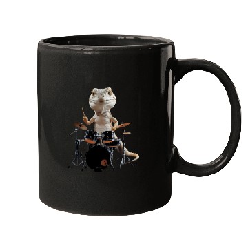 Discover Lizard Playing Drums Realistic Mugs