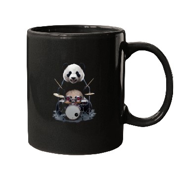 Discover Panda Playing Drums Realistic Mugs