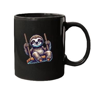 Discover Cute sloth swing cartoon playground animal Mugs