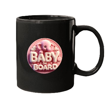 Discover Baby announcement with text “Baby on Board" Mugs