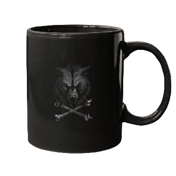 Discover Wolf Skull and Crossbones Mugs