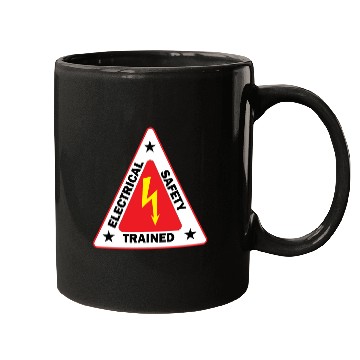 Discover electrical Safety Trained Triangle Warning Sign Mugs