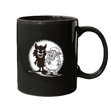 Discover Unique Comic Sheep and Wolf Shadow for a Sheep Mugs