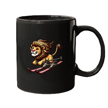 Discover Cute Skier Lion Mugs