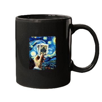 Discover Blackjack Gambling Cards Starry Night Painting Mugs