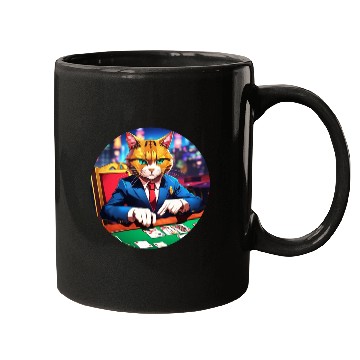 Discover The Gambler Cat's Blackjack Night Mugs