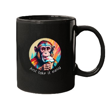 Discover Monkey eating ice cream with a big smile Mugs
