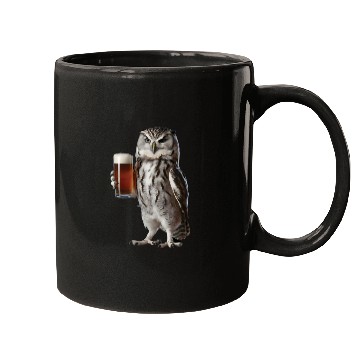 Discover Owl Drinking Beer Realistic Mugs
