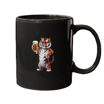 Discover Tiger Drinking Beer Realistic Mugs