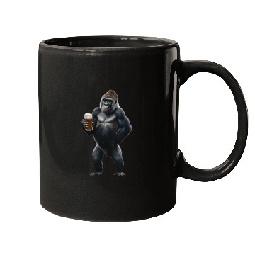 Discover Gorilla Drinking Beer Realistic Mugs