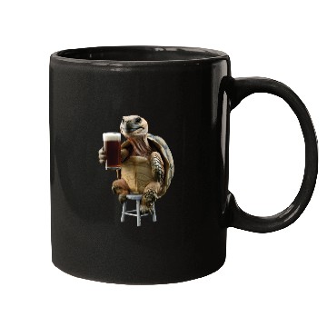Discover Tortoise Drinking Beer Realistic Mugs