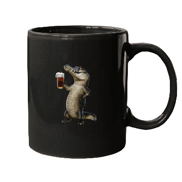Discover Crocodile Drinking Beer Realistic Mugs