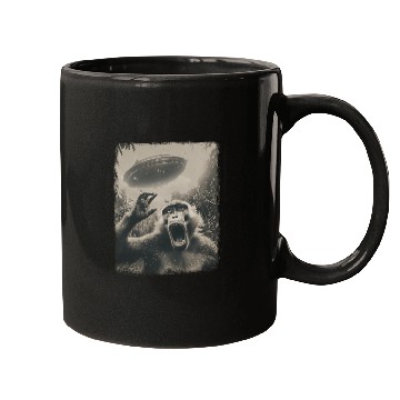 Discover Baboon Monkey UFO Alien Extraterrestrial Selfie Mugs